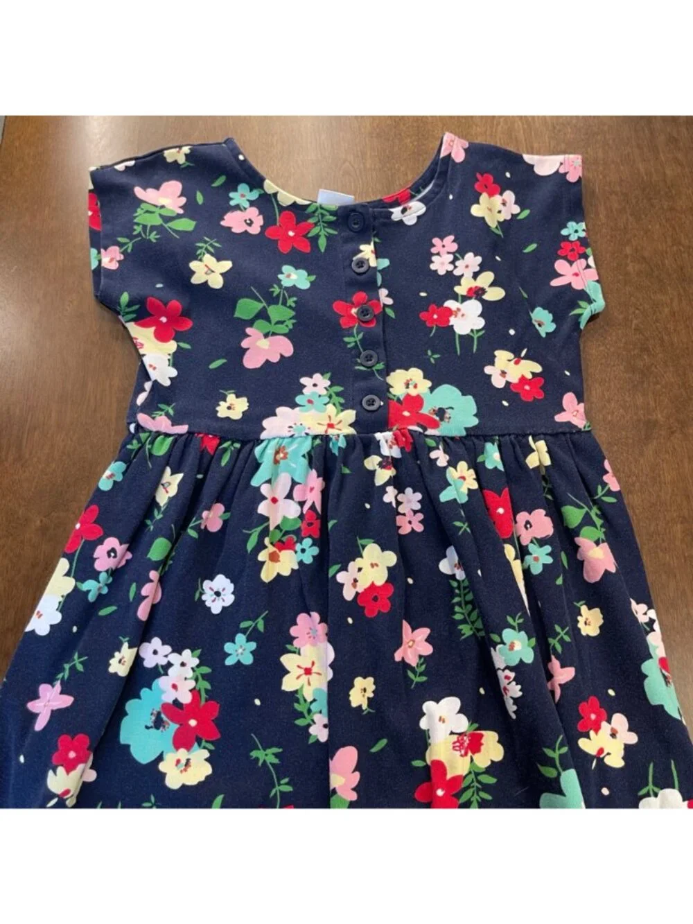 Hanna Andersson Navy Floral Play Dress Girl's Size 130cm (US 8) Knit 100% Cotton